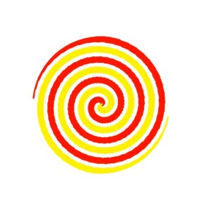 用python画红黄两条互相缠绕的色带形成的图形0006