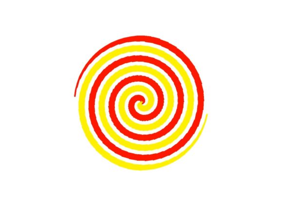 用python画红黄两条互相缠绕的色带形成的图形0006