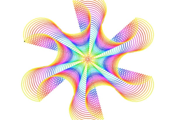 用python画簇拥成漂亮多彩的六瓣花0002