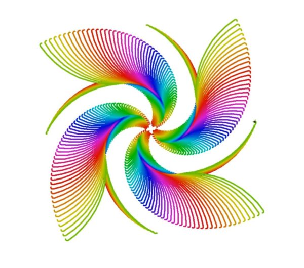 用python画四支漂亮的彩色翅膀0013