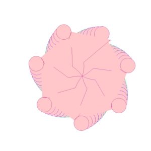 用python画旋转的粉色橙色图形0015